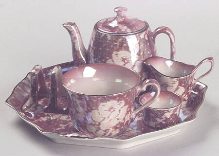 Brocade Cranberry (Iridescent) 6-Piece Breakfast Set (Flat Cup)