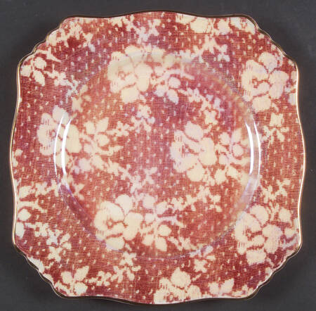 Brocade Cranberry (Iridescent) Square Luncheon Plate