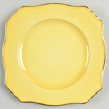 Rosebud Yellow (Yellow Background) Square Salad Plate