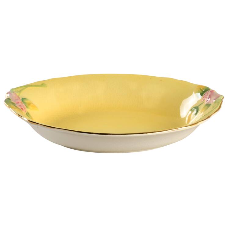 Rosebud Yellow (Yellow Background) 9" Oval Vegetable Bowl