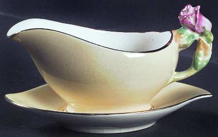 Rosebud Yellow (Yellow Background) Mint Boat & Stand