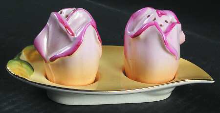 Rosebud Yellow (Yellow Background) (3 Pc) Salt & Pepper Tray Set