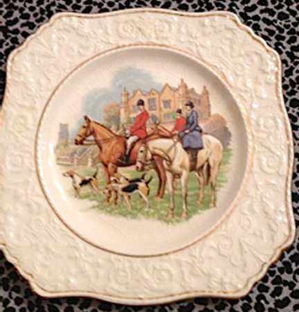 English Hunting Scenes Salad Plate w/Wedgwood Border