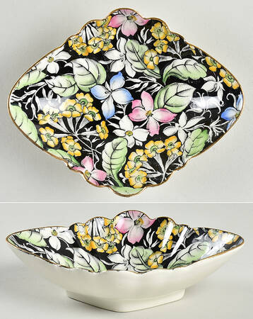 Spring Glory Black 5" Oval Nut Dish