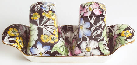 Spring Glory Black (3 Pc) Salt & Pepper Tray Set