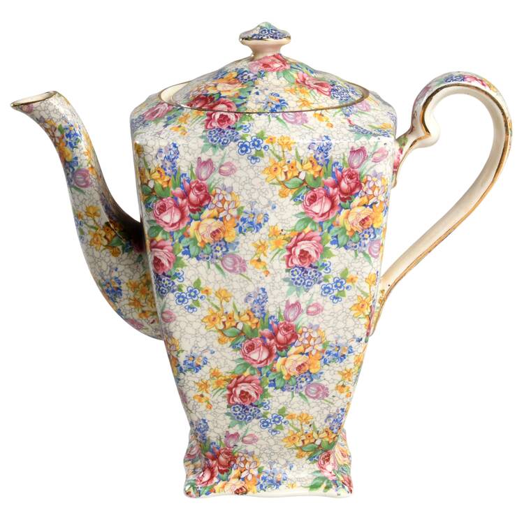 Spring (Rose Floral Chintz) Ascot Shape Coffee Pot & Lid