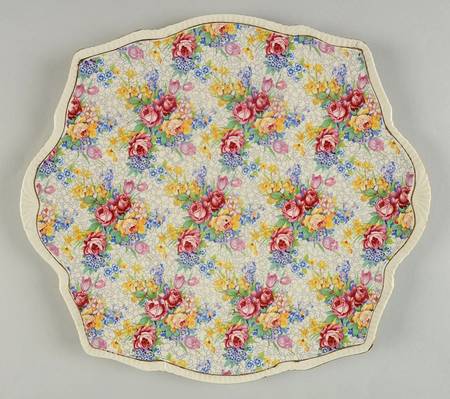 Spring (Rose Floral Chintz) Square Handled Cake Plate