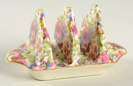 Summertime (Pre 1960, Cream Background, Gold Trim) Two Slice Toast Server
