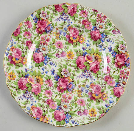 Summertime (Pre 1960, Cream Background, Gold Trim) Salad Plate