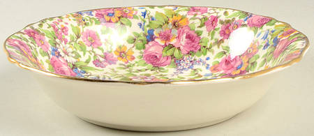 Summertime (Pre 1960, Cream Background, Gold Trim) Coupe Soup Bowl