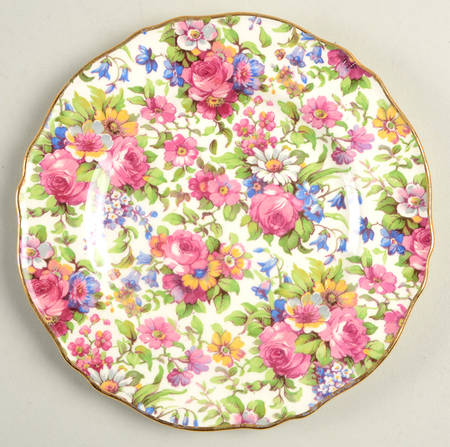 Summertime (Pre 1960, Cream Background, Gold Trim) Bread & Butter Plate