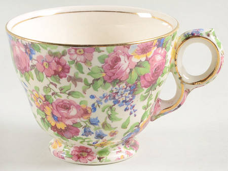 Summertime (Pre 1960, Cream Background, Gold Trim) Raleigh Footed Cup