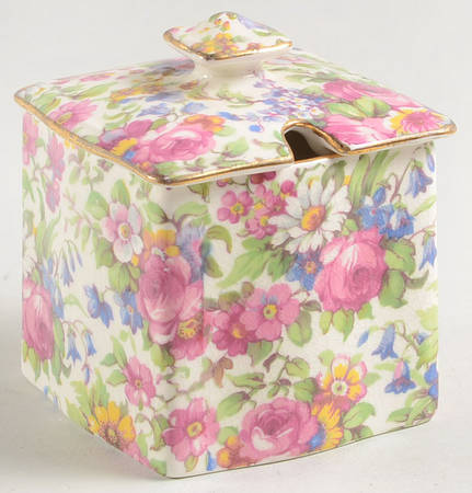 Summertime (Pre 1960, Cream Background, Gold Trim) Jam/Jelly & Lid