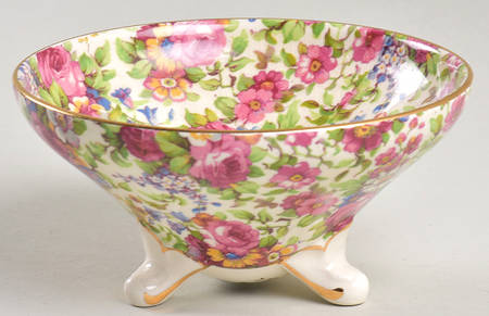 Summertime (Pre 1960, Cream Background, Gold Trim) Ventnor Shape Open Sugar Bowl