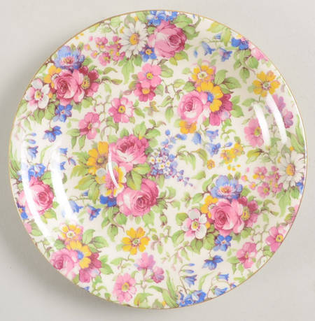 Summertime (Pre 1960, Cream Background, Gold Trim) Saucer for King Flat Cup