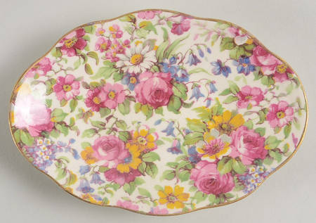 Summertime (Pre 1960, Cream Background, Gold Trim) Stand for Mint Boat