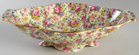Summertime (Pre 1960, Cream Background, Gold Trim) 11" Oblong Serving Bowl