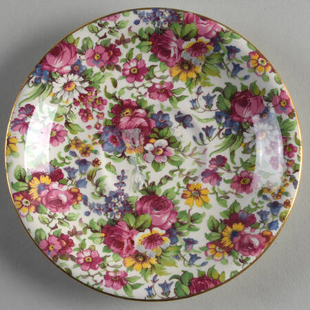 Summertime (Pre 1960, Cream Background, Gold Trim) Saucer for Flat Cup