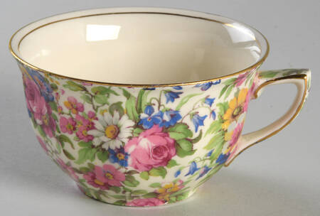 Summertime (Pre 1960, Cream Background, Gold Trim) Flat Cup