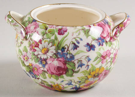 Summertime (Pre 1960, Cream Background, Gold Trim) Elite Sugar Bowl No Lid