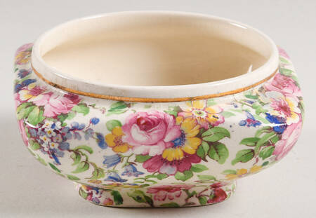 Summertime (Pre 1960, Cream Background, Gold Trim) Jam/Jelly No Metal Lid by Royal Winton