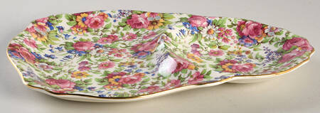 Summertime (Pre 1960, Cream Background, Gold Trim) Plate for Dessert Plate & Cup Set