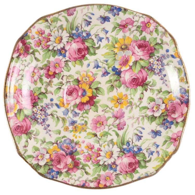 Summertime (Pre 1960, Cream Background, Gold Trim) Saucer for Flat Cup
