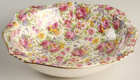 Summertime (Pre 1960, Cream Background, Gold Trim) 9" Round Vegetable Bowl
