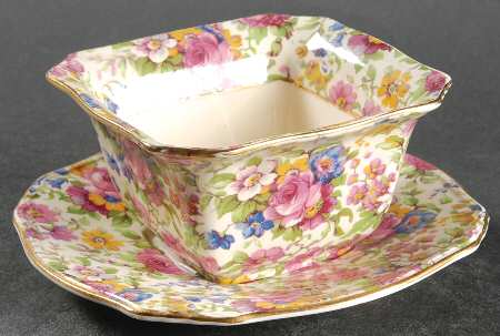Summertime (Pre 1960, Cream Background, Gold Trim) Ascot Mayonnaise & Underplate