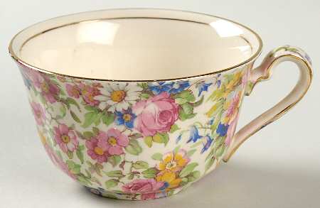 Summertime (Pre 1960, Cream Background, Gold Trim) Ascot Shape Wide Flat Cup
