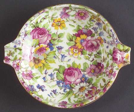 Summertime (Pre 1960, Cream Background, Gold Trim) 2 Slot Round Ashtray