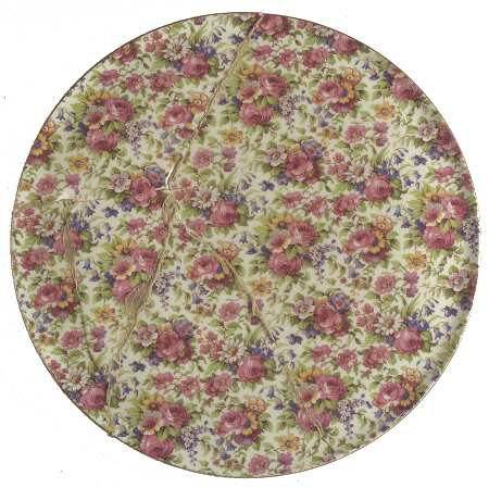 Summertime (Pre 1960, Cream Background, Gold Trim) Cake Plate