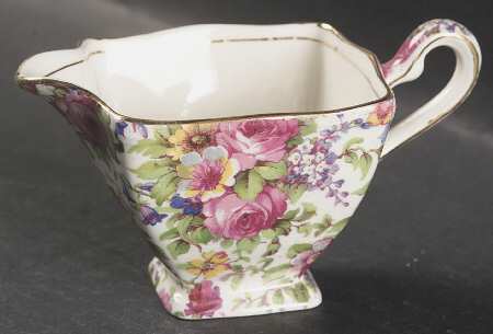 Summertime (Pre 1960, Cream Background, Gold Trim) Ascot Creamer
