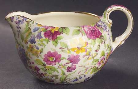Summertime (Pre 1960, Cream Background, Gold Trim) Mini Creamer