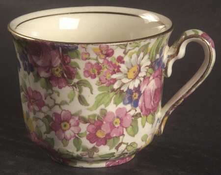 Summertime (Pre 1960, Cream Background, Gold Trim) Ascot Flat Demitasse Cup