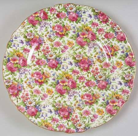 Summertime (Pre 1960, Cream Background, Gold Trim) Athena Dinner Plate