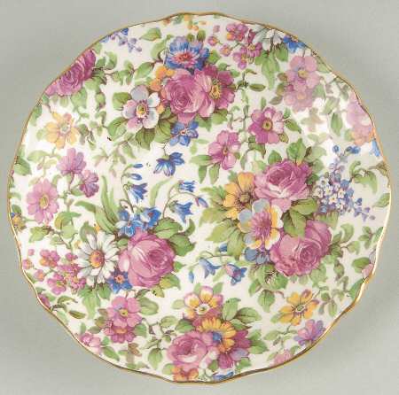 Summertime (Pre 1960, Cream Background, Gold Trim) Saucer for Raleigh Footed Demitasse Cup