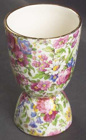 Summertime (Pre 1960, Cream Background, Gold Trim) Double Egg Cup