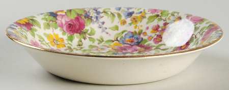 Summertime (Pre 1960, Cream Background, Gold Trim) Fruit/Dessert (Sauce) Bowl