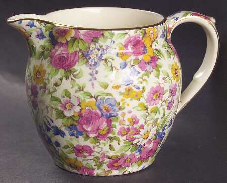 Summertime (Pre 1960, Cream Background, Gold Trim) 14 Oz Jug