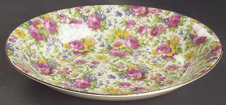 Summertime (Pre 1960, Cream Background, Gold Trim) 9" Oval Vegetable Bowl