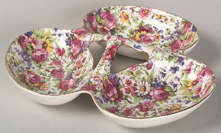 Summertime (Pre 1960, Cream Background, Gold Trim) 3-Part Relish