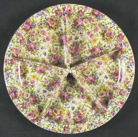 Summertime (Pre 1960, Cream Background, Gold Trim) 5-Part Relish