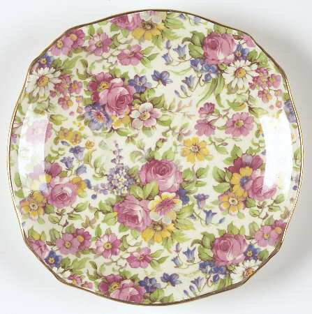 Summertime (Pre 1960, Cream Background, Gold Trim) Saucer for Ascot Shape Flat Cup