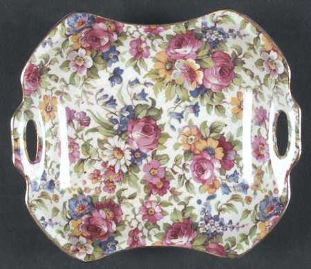 Summertime (Pre 1960, Cream Background, Gold Trim) 5" Square Sweet Meat