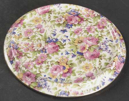 Summertime (Pre 1960, Cream Background, Gold Trim) Tea Tile