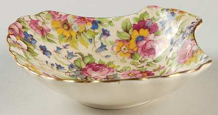 Summertime (Pre 1960, Cream Background, Gold Trim) 5" Shell Shaped Dish
