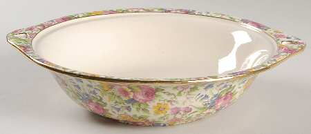 Summertime (Pre 1960, Cream Background, Gold Trim) Round Vegetable No Lid