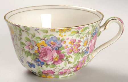 Summertime (Pre 1960, Cream Background, Gold Trim) Flat Cup