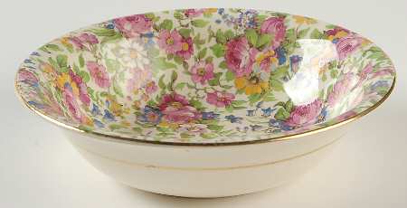 Summertime (Pre 1960, Cream Background, Gold Trim) Coupe Cereal Bowl